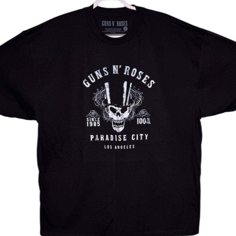 Official Licenses Guns N Roses Paradise City Black Graphic Band Tee Size 3XL